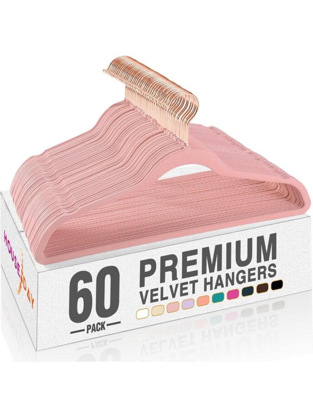 Premium Pink Velvet Hangers 60 Pack | Non-Slip, Space Saving, Heavy Duty, 360°